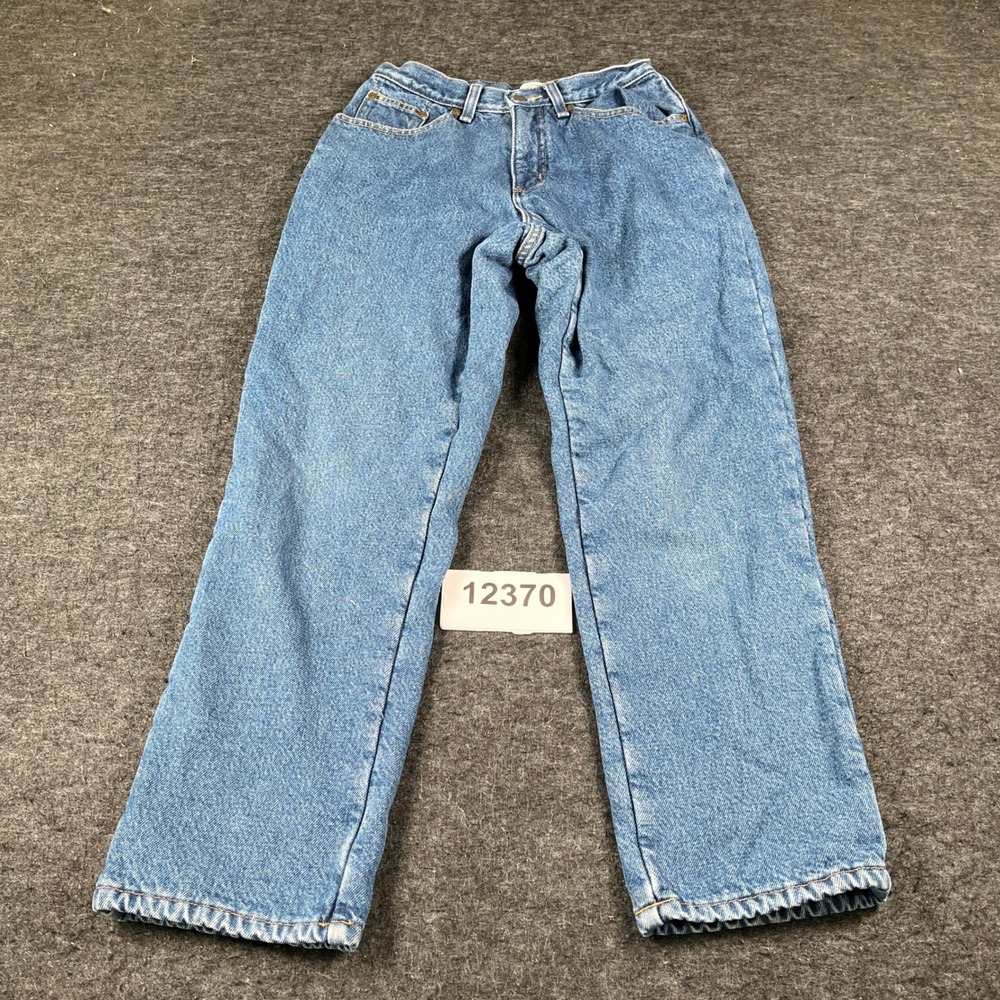 L.L. Bean Straight Jeans Womens 4P Blue Denim Fleece Lined Relaxed Original Fit